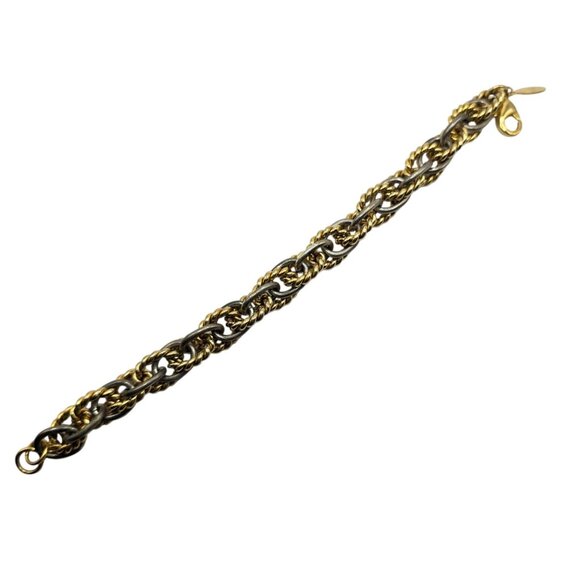 Oscar de la renta bracelet Chunky Two-Tone Chain texture Lobster Clasp - Picture 2 of 4